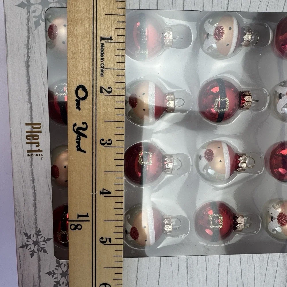 Pier 1 Imports 20 Glass Christmas Ornaments Santa Mini Size NEW